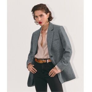 NEW Everlane The Oversized Wool Blazer in Grey Herringbone, Size 16